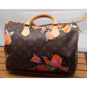 Louis Vuitton Stephen Sprouse Speedy 30 Graffiti Roses Monogram Pink Brown